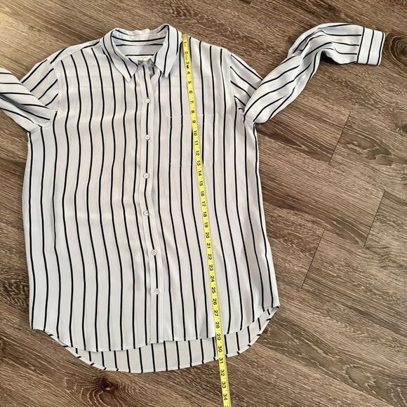 Equipment Light Blue Black Stripe Silk Button Up - Picture 7 of 9